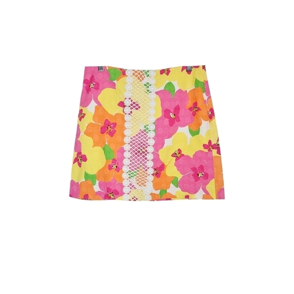 Lilly Pulitzer Dresses & Skirts - Lilly Pulitzer Hallie Lattice Hottie Pink Floral Punch Skirt